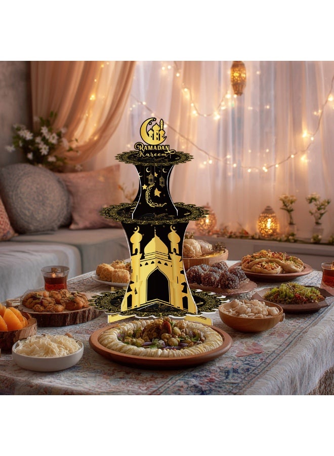 Eid Mubarak Decorations 3 Tier Ramadan Cupcake Stand Black & Gold Cupcake Stand Ramadan Party Supplies Moon Star Cake Stand Tableware And Decorations Eid Mubarak Party Supplies - Image 5